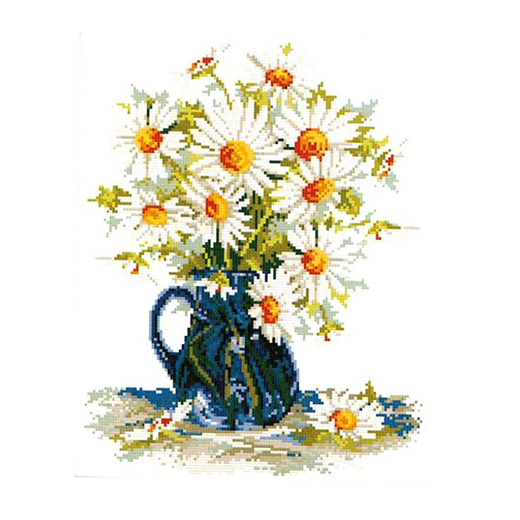 Daisy Flower Cross Stitch Kits for Beginner DIY Art Embroidery Works