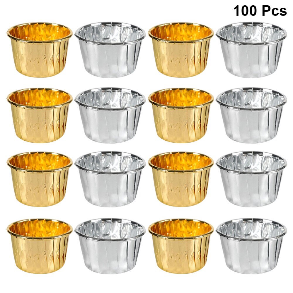 100 stuks cakevormpjes hittebestendig gekruld papier wegwerpfeestbenodigdheden voor het bakken van bruiloften: Zoals weergegeven 1