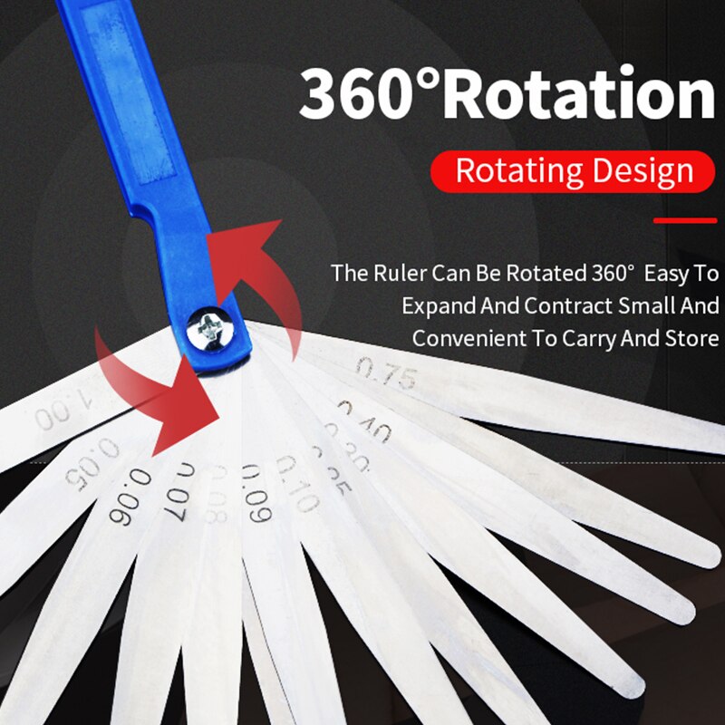 100mm 17 Blade Feeler Gauge Metric Thickness Gauge Set Gap Filler Measuring Rule Tappet Valve Layout Tool Ranging 0.02 to 1.00