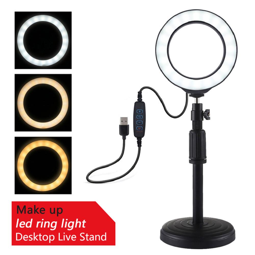 6/10 pollici A LED Selfie Anello di Luce foto per Live/Riprese Video Dimmable youtube con Supporto Da Tavolo 3000-5000K Trucco Luce di Riempimento