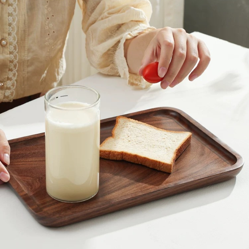 Black Walnut Wood Tray Household Wooden Tea Tray Put Cups Wooden Plate Coffee Dessert Storage Dinner Plate