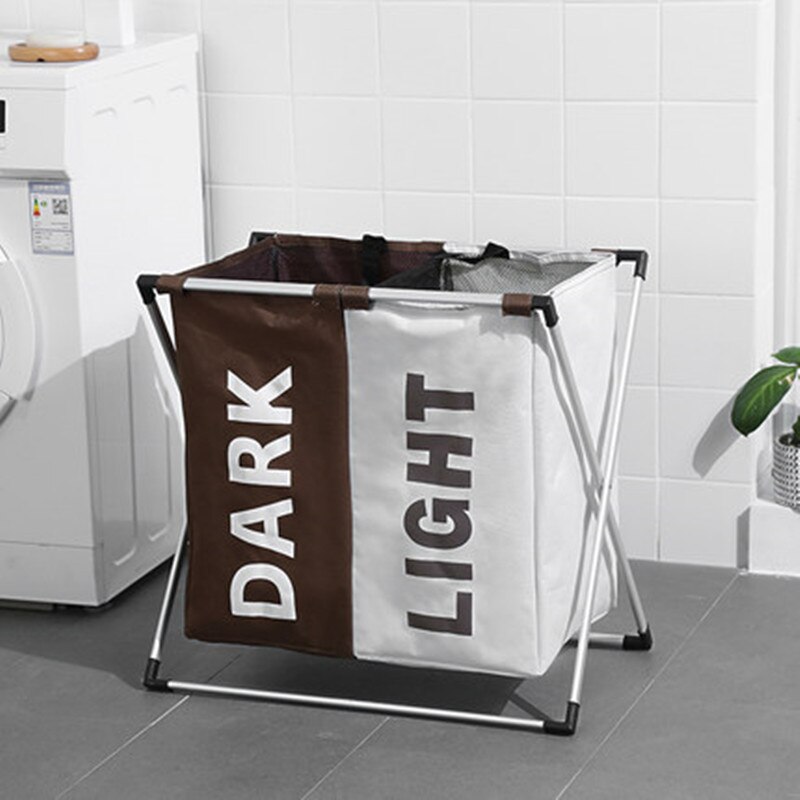 Laundry Basket 3 Hamper Organizer Bathroom Folding Triple Laundry Basket Large Oxford Fabric Laundry Basket With 3 Compartments: White Coffee 2 cells