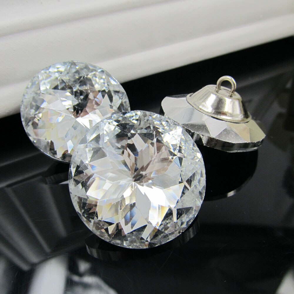 30mm crystal rhinestones knop, 5 stks/partij, grote decoratieve kledingstuk glas knop, grote kristal knop kledingstuk accessoires jas knop