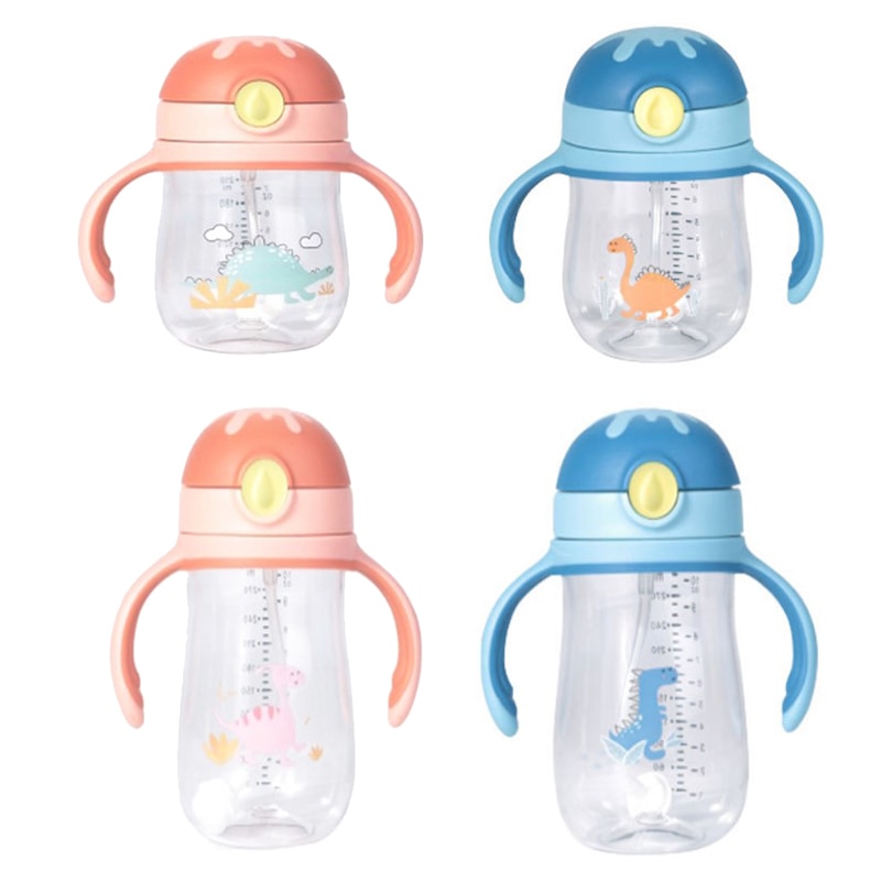 210ml Baby Learn To Drink Cup Children's Straw Cup With Handle Gravity Ball Anti-choking Handle Lanyard Two Water Cups Bottles