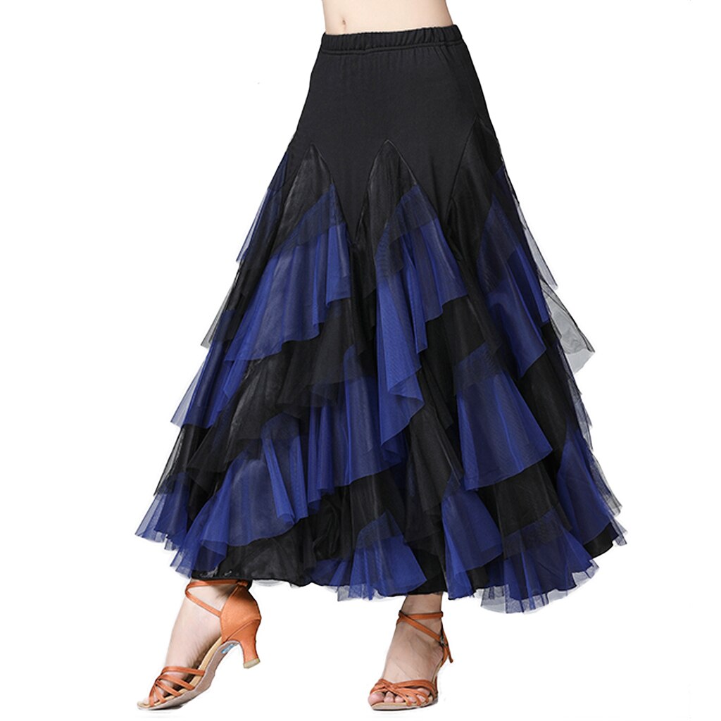 Flamenco Felsen Ballsaal Walzer Tanz Kleidung Moderne Kostümich Für Frauen: Schwarz königlich Blau