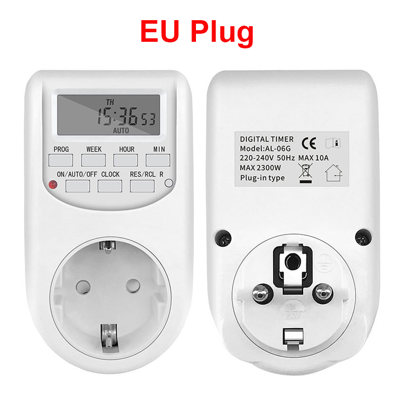 Digital Timer Switch Energy Saving Timer Socket EU/US/UK Hour Weekly Programmable Timing Socket Automatic Power On/Off Timer: Gold