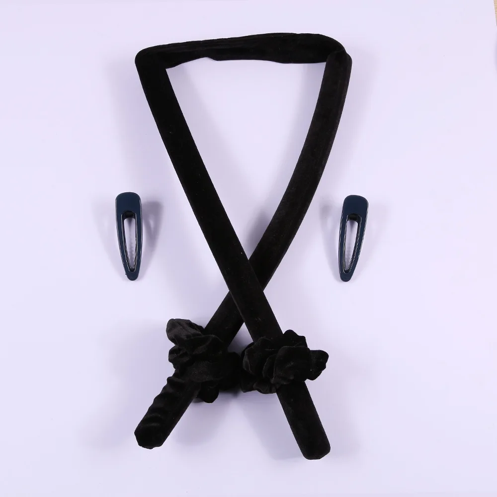Magische Haarkrulspelden Stylingstools Hiteless Krullen Rollers Lint Slapend Hitteloze Fluwelen Krultang Accesorios Para El Cabello: Black