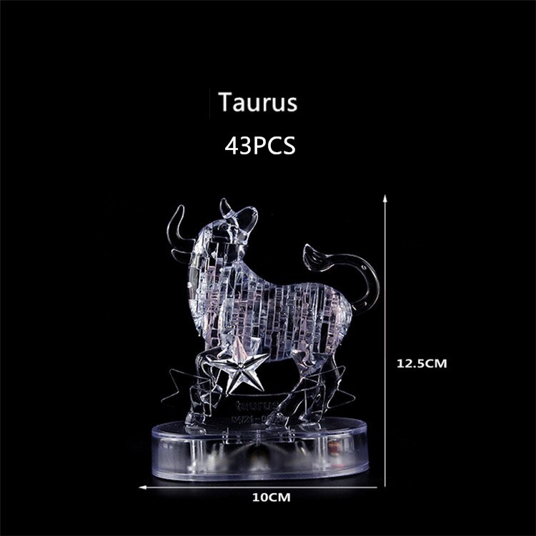 Assembly Horoscope 3D Crystal Puzzle Flashing LED Light Kids 12 Constellations Horoscope Jigsaw Puzzle Toys For Kids: Taurus