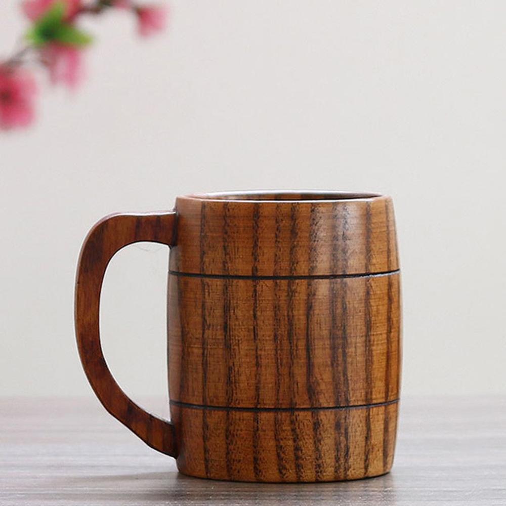 500-550ML Handmade Solid Coffee Mug Beer Mug With Handle Pure Copper Moscow Mule Mugs With Large Capacity Wooden Cup Drinkwares