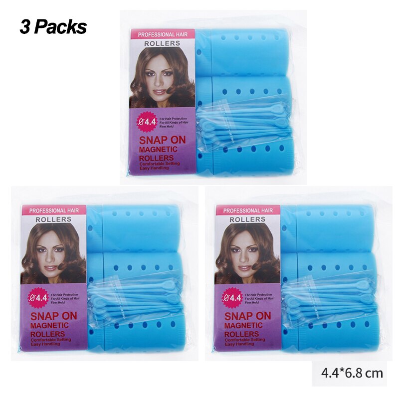 Kit de rouleaux à cheveux en plastique avec épingles à cheveux, 3 paquets/ensemble, 28mm, pour perming froide, barres de bigoudis, pince à Air, pour boucler, 1510: 44mm