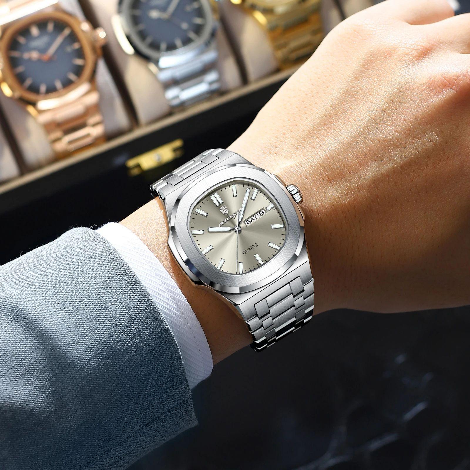 Poedagar casual daily simple men's quartz watch waterproof strap calendar watch