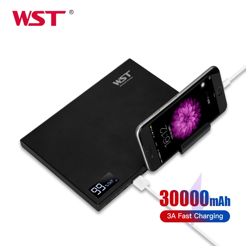 WST-Batería Externa de 30000 mah, Powerbank de 30000 mah, Usb C, PD, pantalla Digital, carga rápida 3,0