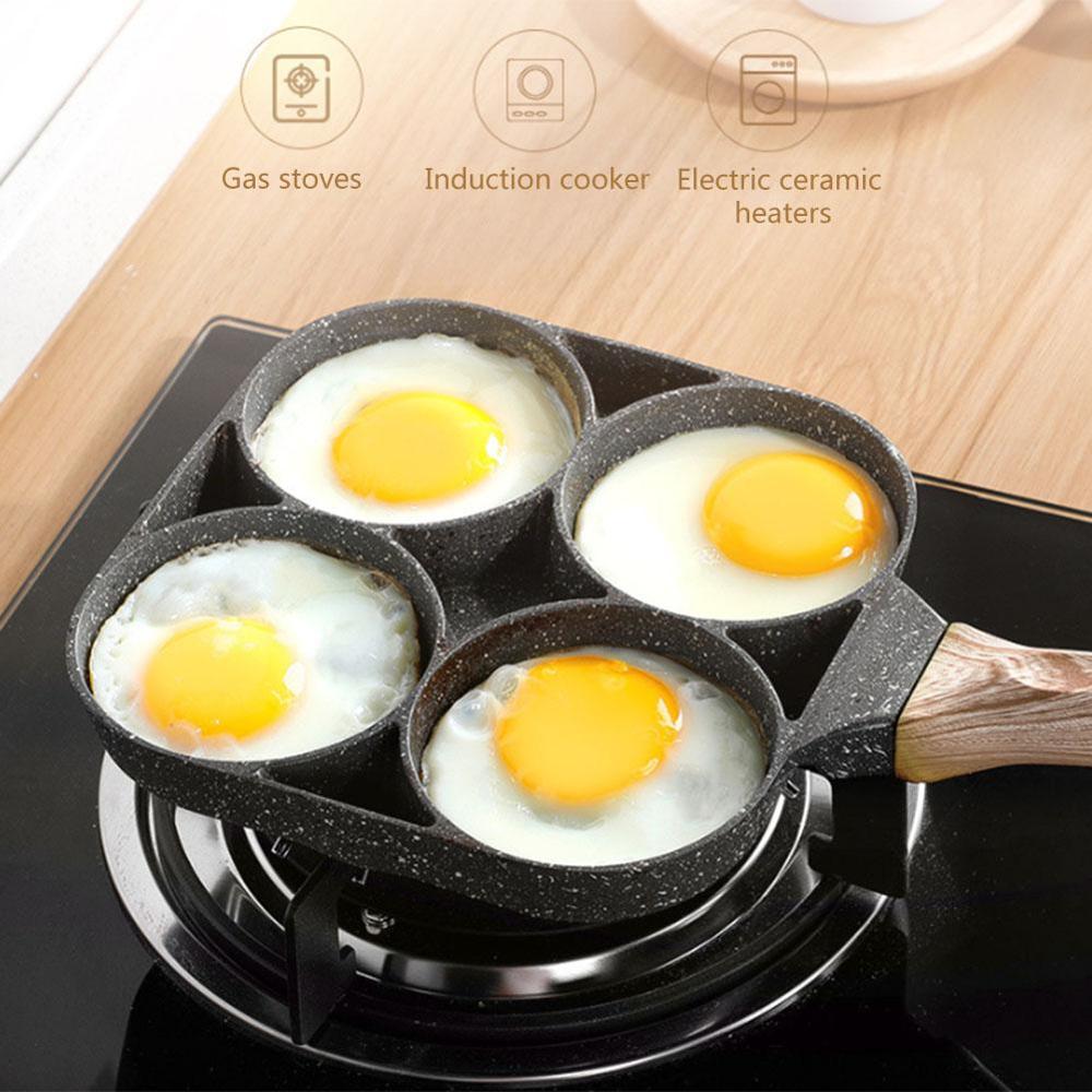 Innovativ non-stick æggepande med 4 huller stegt æg pande delt spejlæg pandekager æggekoger hamburger pande køkkenværktøj