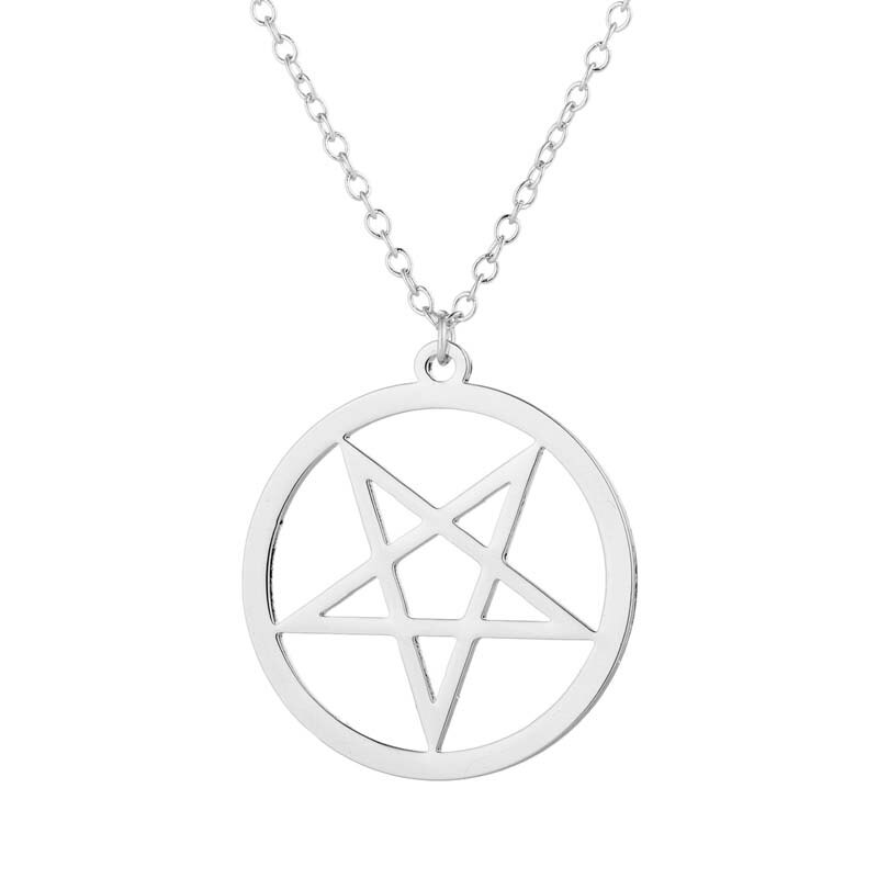 Stainless Steel Pentagram Steampunk Satan Fork Necklaces Hidden Devil Chokers Jewelry for Women Men Vintage Hero Symbol: 613s