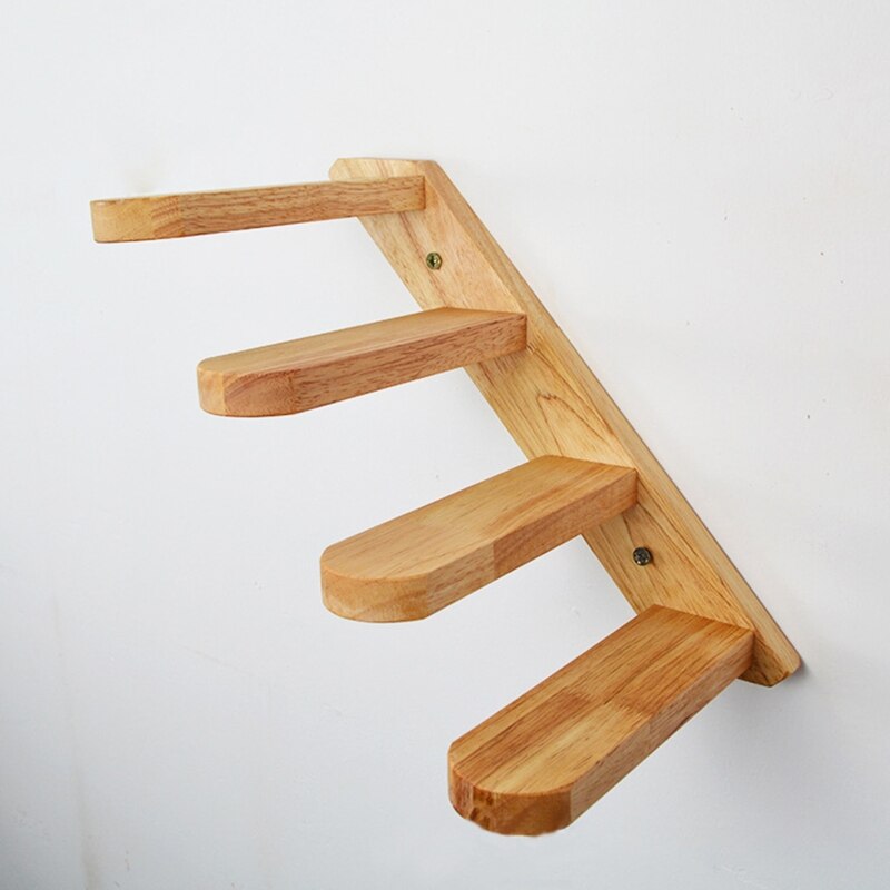 G6DA-estante de escalada para gatos, escalera de madera Natural montada en la pared, cuatro escalones, para interiores, muebles flotantes
