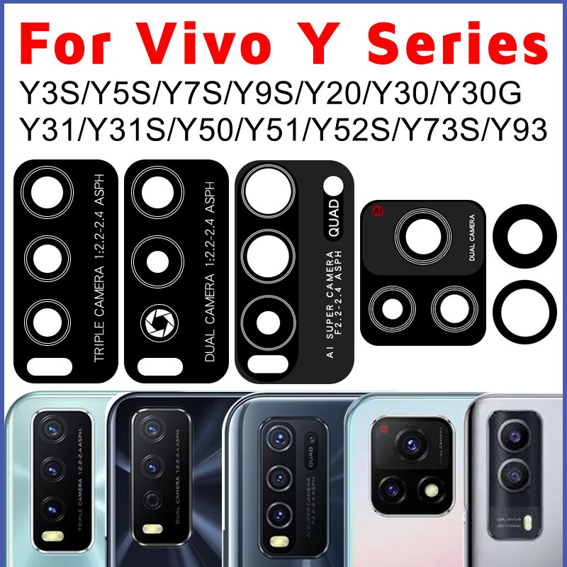 Originele Rear Terug Camera Glazen Lens Voor Vivo Y3S/Y5S/Y7S/Y9S/Y20/Y30/y30G/Y31/Y31S/Y50/Y51/Y52S/Y73S/Y93/Y97 Vervangende Onderdelen