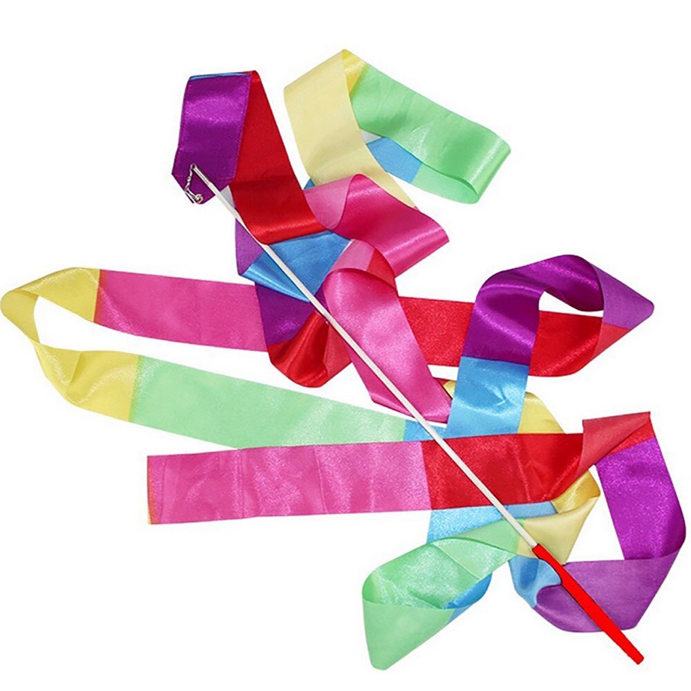 Colorful Gym Ribbons Art Gymnastic Ballet Streamer Twirling Rod Stick Dance Ribbon Rhythmic For 0518