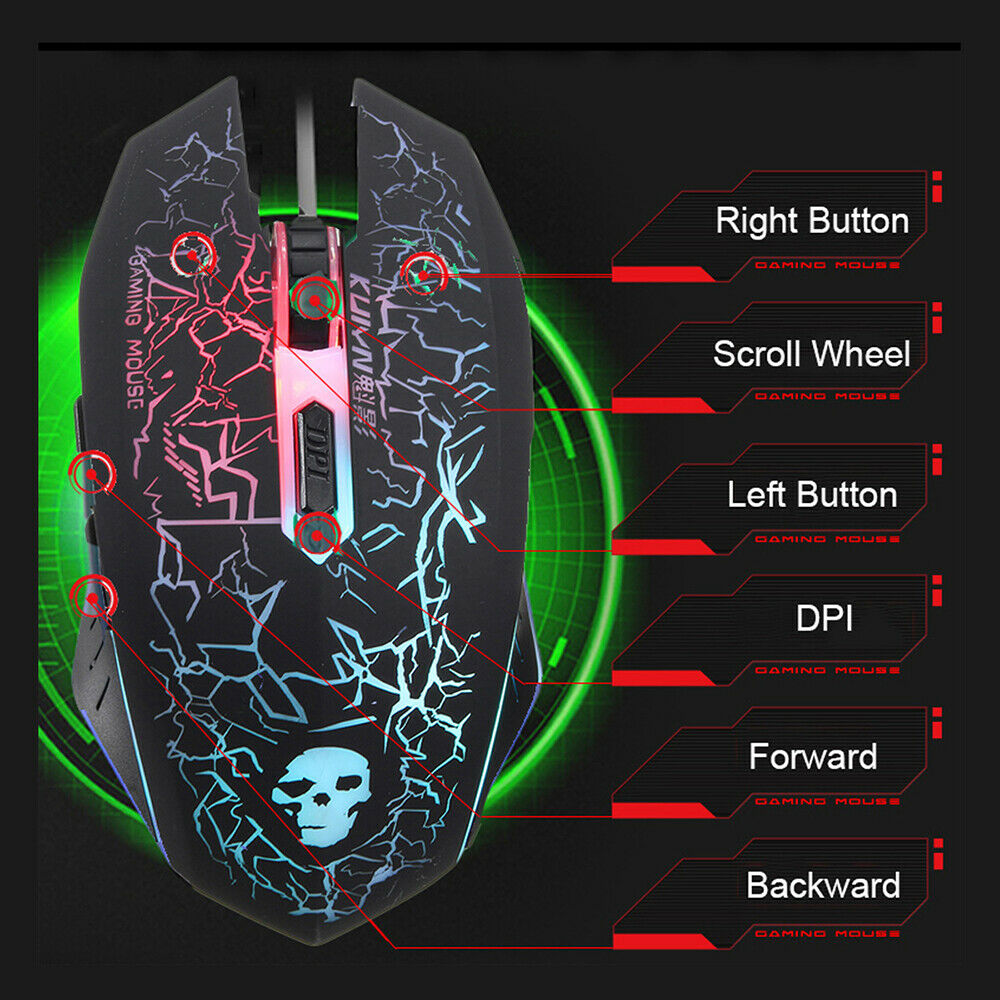 Gaming Keyboard and Mouse Set Rainbow LED USB Illuminated For PS4 Xbox PC Laptop