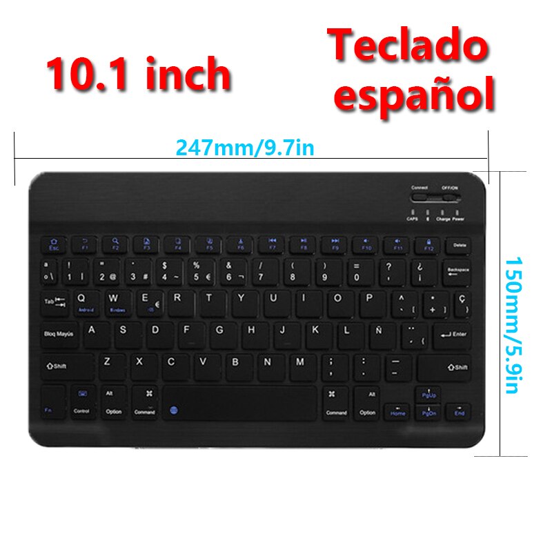 Mini Wireless Keyboard Bluetooth Keyboard For ipad Phone Tablet Silent Rechargeable keyboard Compatible for Android ios Windows: 10inch black spanish
