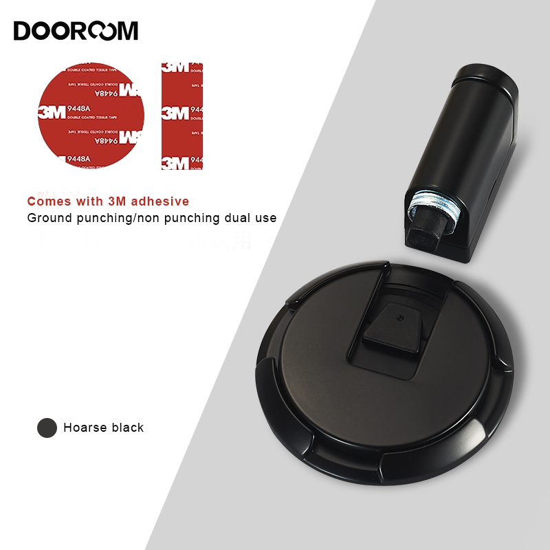 DOOROOM Winddichter Türstopper für Höhle Innenbereich, robuster Bodenstopper, hält sterben Tür offen, mechanischer Türstopper ohne Bohren, mit Schrauben: Schwarz
