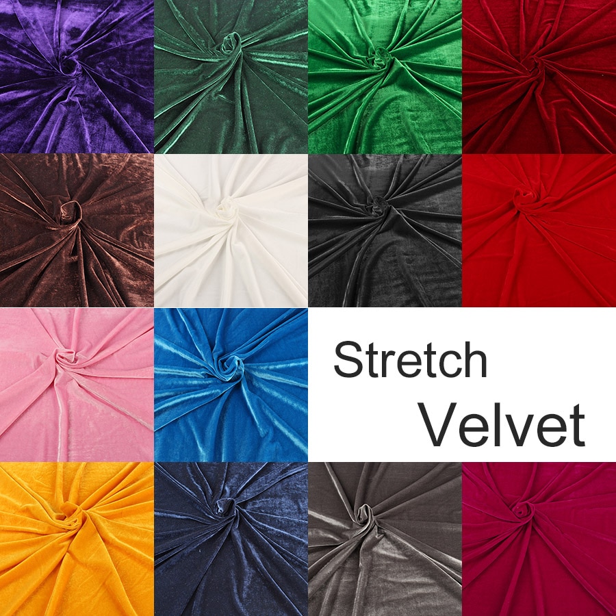 Tissu en velours extensible tricoté de 160cm de large | Tissu en velours Poly élastique de pour combinaison de sport