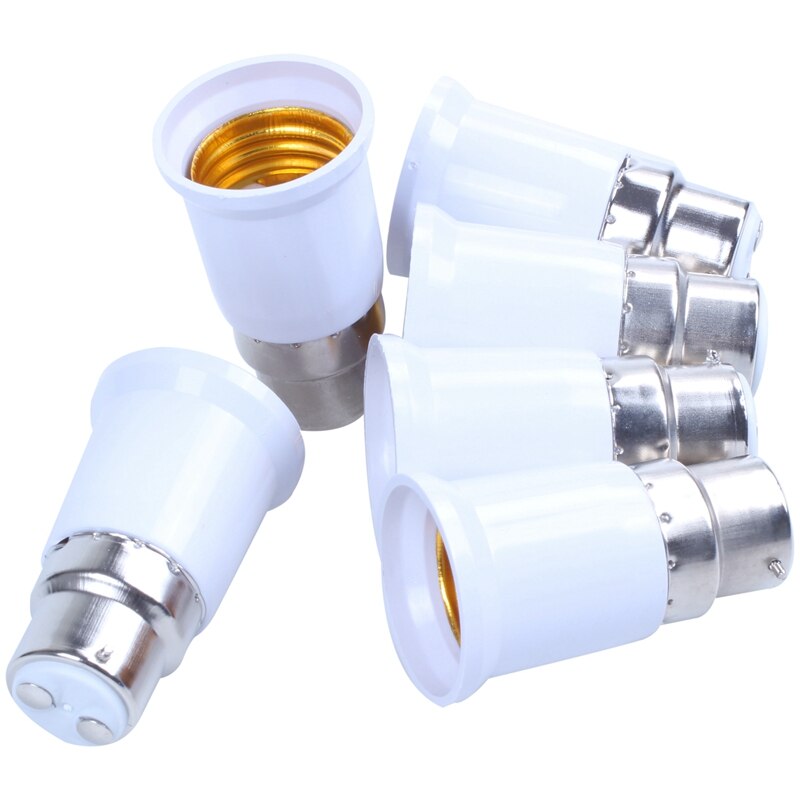 6 x Bayonet BC Cap B22 To E27 ES Screw Light Bulb Lamp Base Socket Converter Extender Adaptor Holder Fitting 220-240V [En