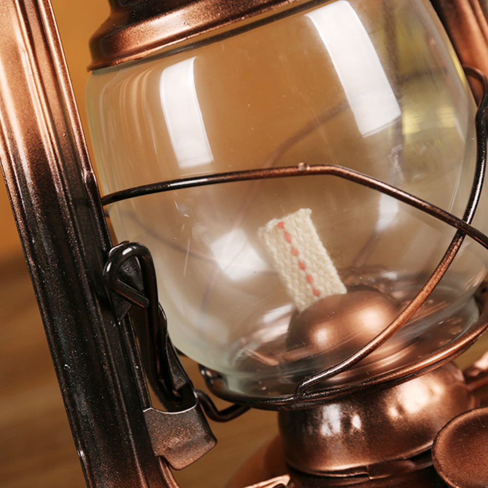 Lámpara de queroseno clásica Vintage nostálgica, farol Retro de parafina, luz de emergencia salvaje para campo de 24,5 cm de altura, 1 ud.