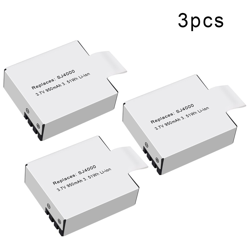 Sj4000 akkus (950 mah) ,  sj4000 pg1050 pg900 +  usb-doppelladegeräte für sjcam  sj5000 sj6000 sj8000 m10, eken 4k h8 h8r h9, gitt -lb101: 3 stck.