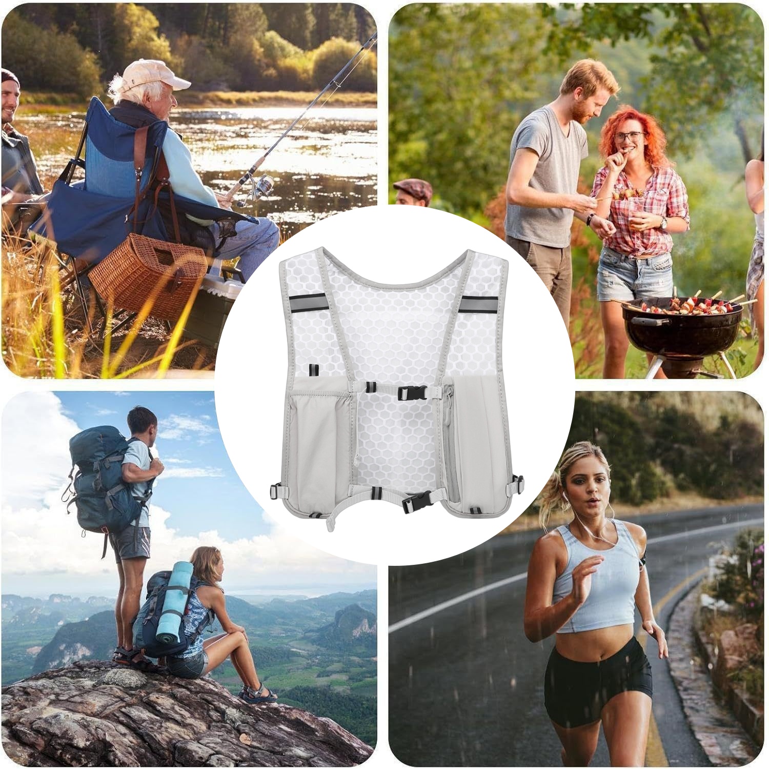 Outdoor Sports Hydration Vest Bag Men and Women Backpack for Running Climbing Hiking Cycling with a Water Bottle and Phone Pock