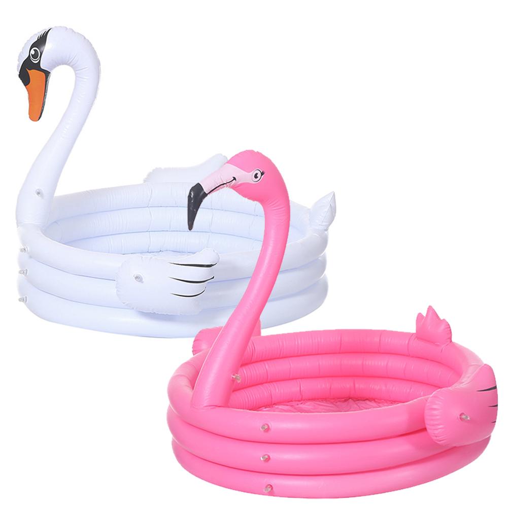 Piscina inflable grande con forma de flamenco para niños piscina familiar de tres capas Circular