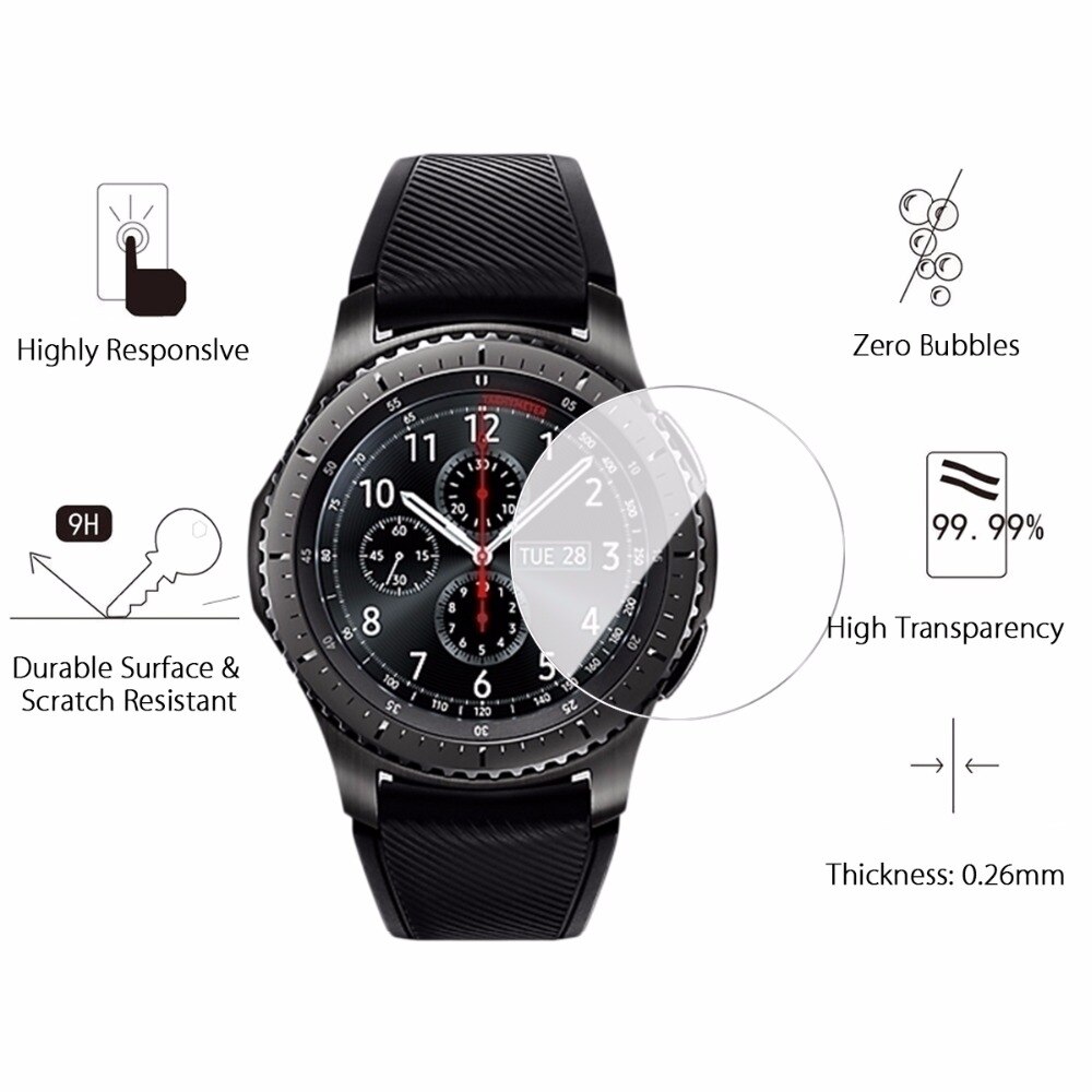 For Samsung Galaxy Watch 42mm 46mm Gear S3 Classic Tempered Glass Screen Protective Film Guard Anti Explosion Anti-shatter