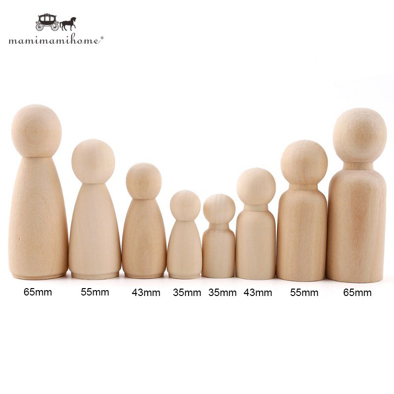 30Pcs 35-90Mm Peg Poppen Kids Diy Houten Beeldjes Ongeverfd Handgemaakte Mini Huishoudelijke Producten Craft Houten Blanks peg Poppen