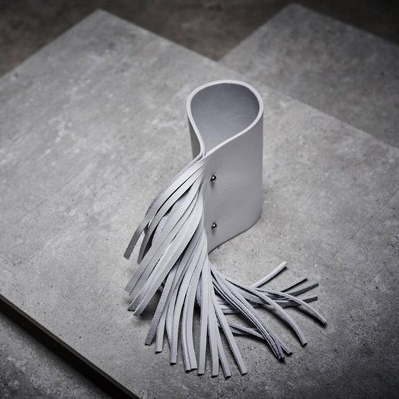 YD & YDBZ-pulsera de cuero estilo callejero Punk para mujer, brazalete de piel, color blanco