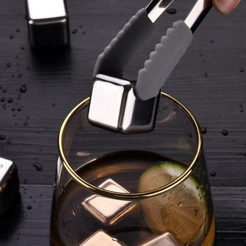 Reusable Bar Whiskey Cooler Stainless Steel Ice Cubes Whiskey Wine Cooling Beer Drinks Cooler Ice Kitchen Gadgets