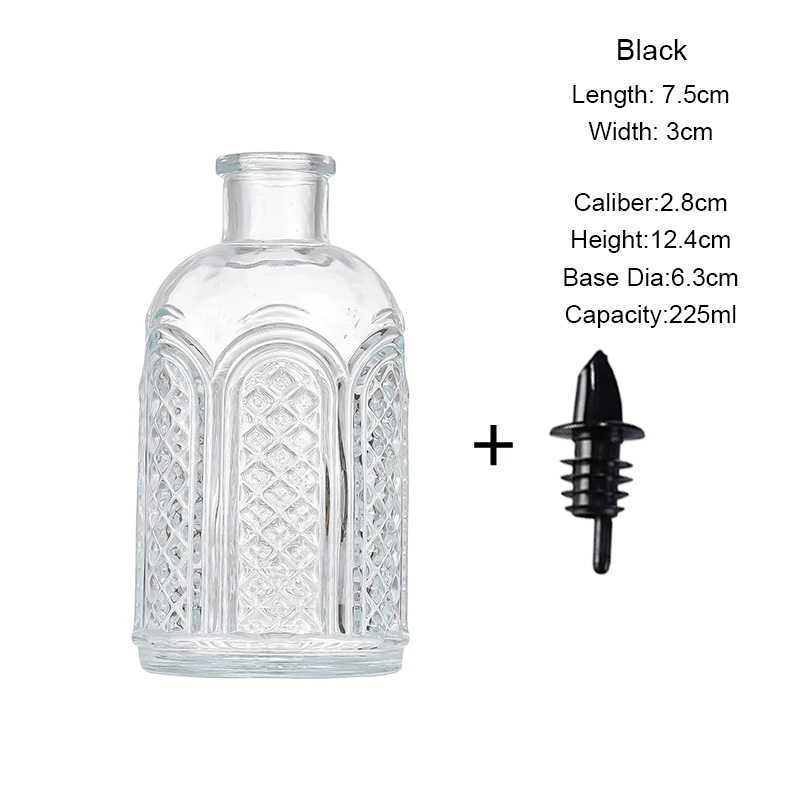 Botella pequeña de vidrio en relieve con tapa, botella de salsa, botellas amargas, edulcorante, botellas cuentagotas, botella de condimentos, accesorios de cocina: Castaño