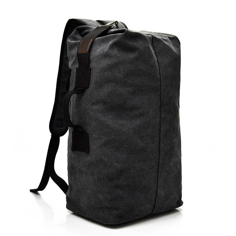 Large Capacity Man Travel Bag Mountaineering Backpack Men Bags Canvas Bucket Shoulder Bag Preppy Male Canvas Backpacks: Black Backpacks / Big Size