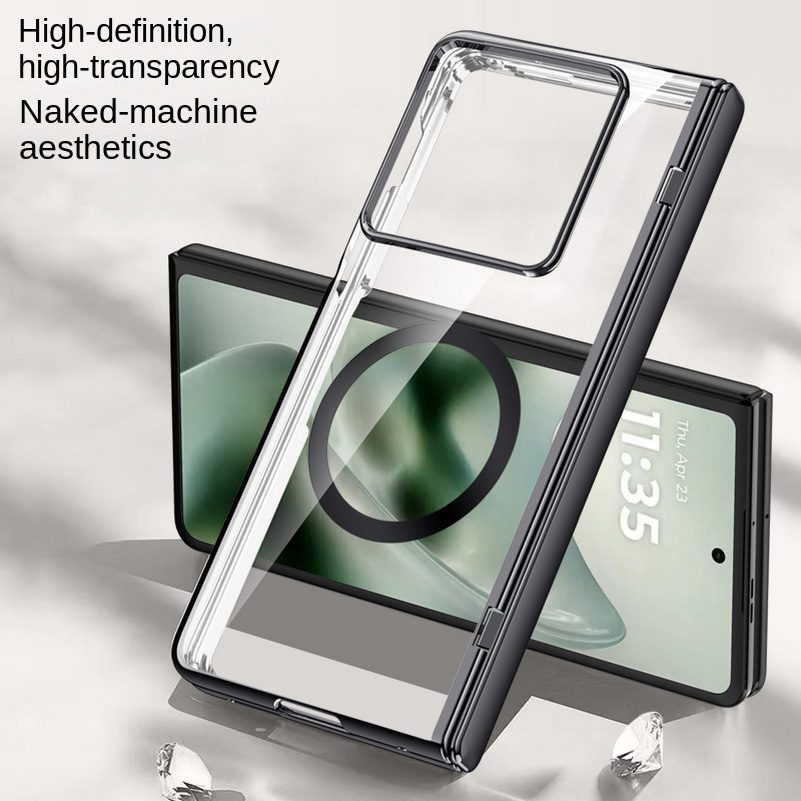 Con anello magnetico, protezione per schermo trasparente in vetro temperato, custodia per Motorola Razr Fold con coperchio posteriore a molla