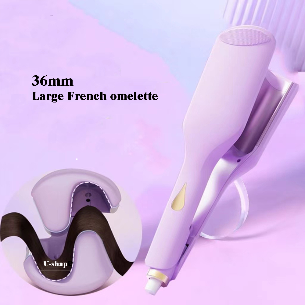 Fer à friser électrique en rouleau d'œufs à onde profonde de 36MM, outil de bouclage pour écran LCD, style longue durée, outils de baguette de styliste pour onduler français