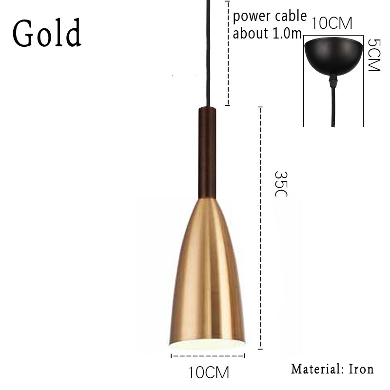 Moderne minimalistisk  e27 pendellamper bar cafe restaurant indretning træ aluminium hængelampe belysning armatur: Guld