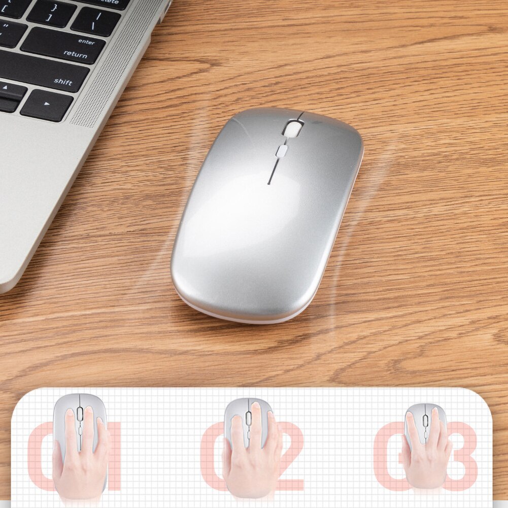 2.4G bezprzewodowy USB akumulator Bluetooth 5.0 cichy do gier myszka do PC Laptop