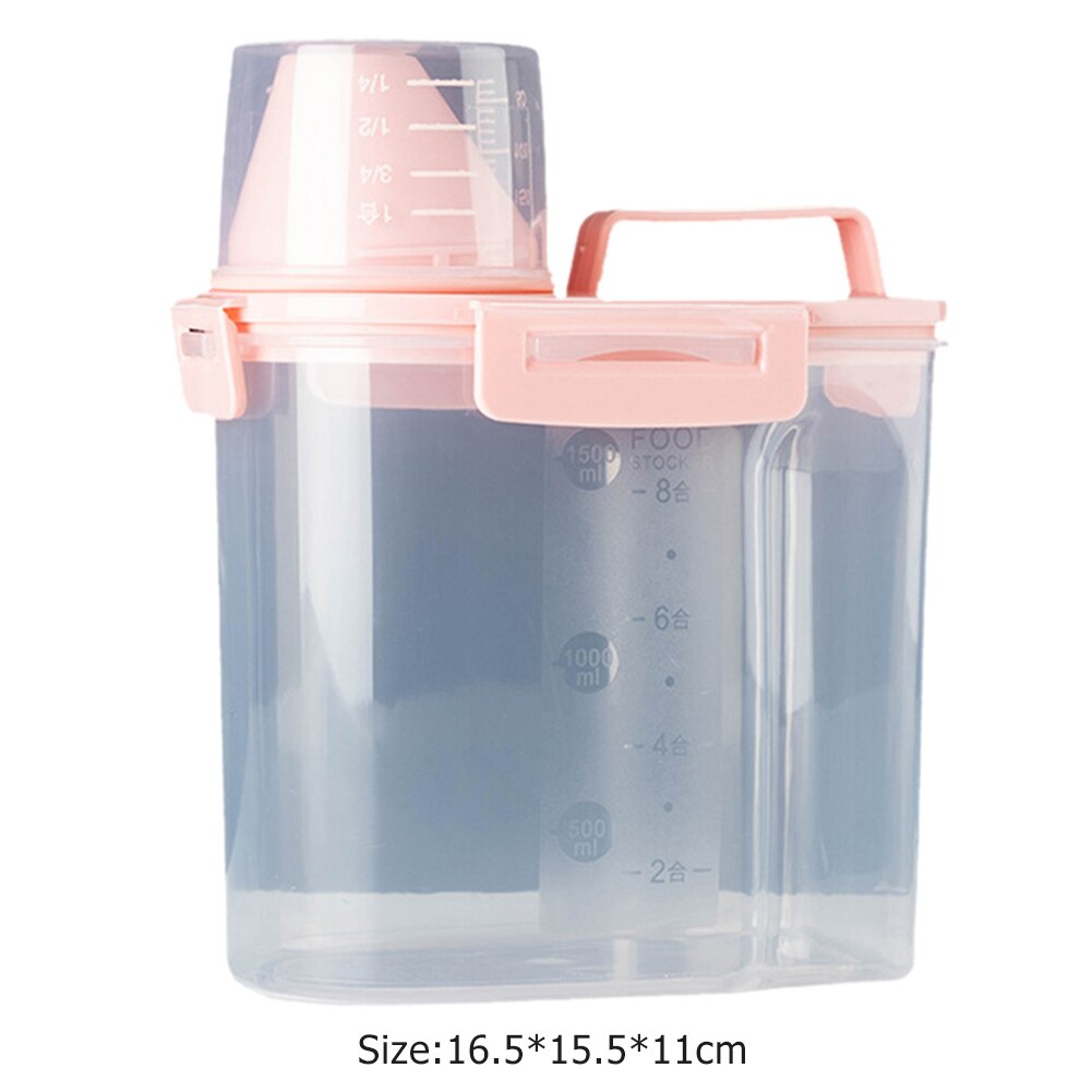 Plastic Pet Feeder Voedsel Container Hond Kat Grote Capaciteit Anti Oxidatie Verzegelde Verse Doos Snack Opslagtank Met Maatbeker: B1