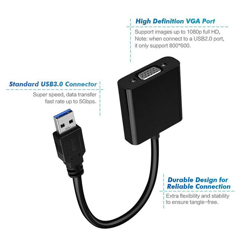 Usb Naar Vga Adapter Usb 3.0 Naar Vga Multi-Display Adapter Converter Externe Grafische Kaart Draagbare Voor Pc monitor Projector