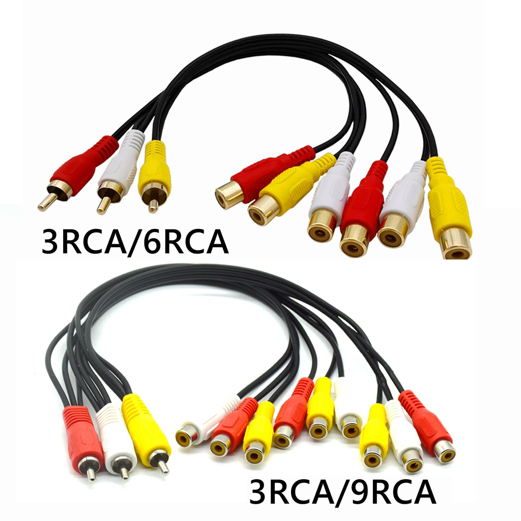 Audio Video Av Adapter Kabel Voor Tv Dvd Speler Video Splitter HD-TV Rca Kabel 3 Rca Naar 6 Rca 9 Rca Mannelijke Vrouwelijke Plug Splitter