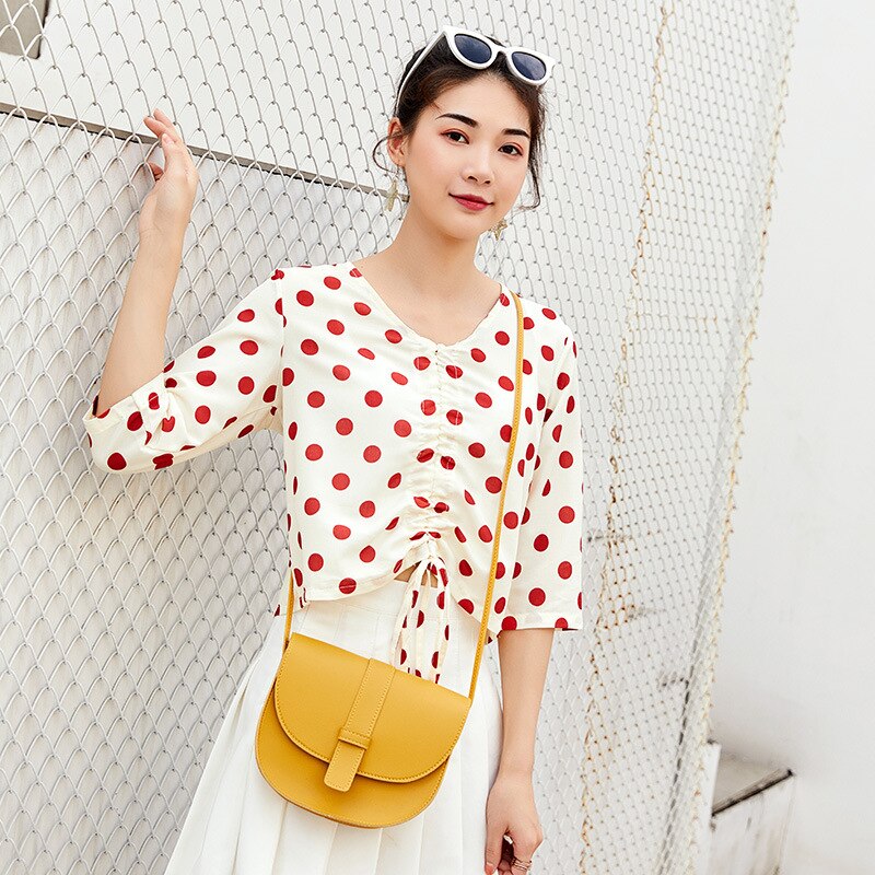 Small Fresh Women Bags Summer Solid Color Ladies Single Shoulder Diagonal Bag Small Bag PU Sweet Saddle Bag