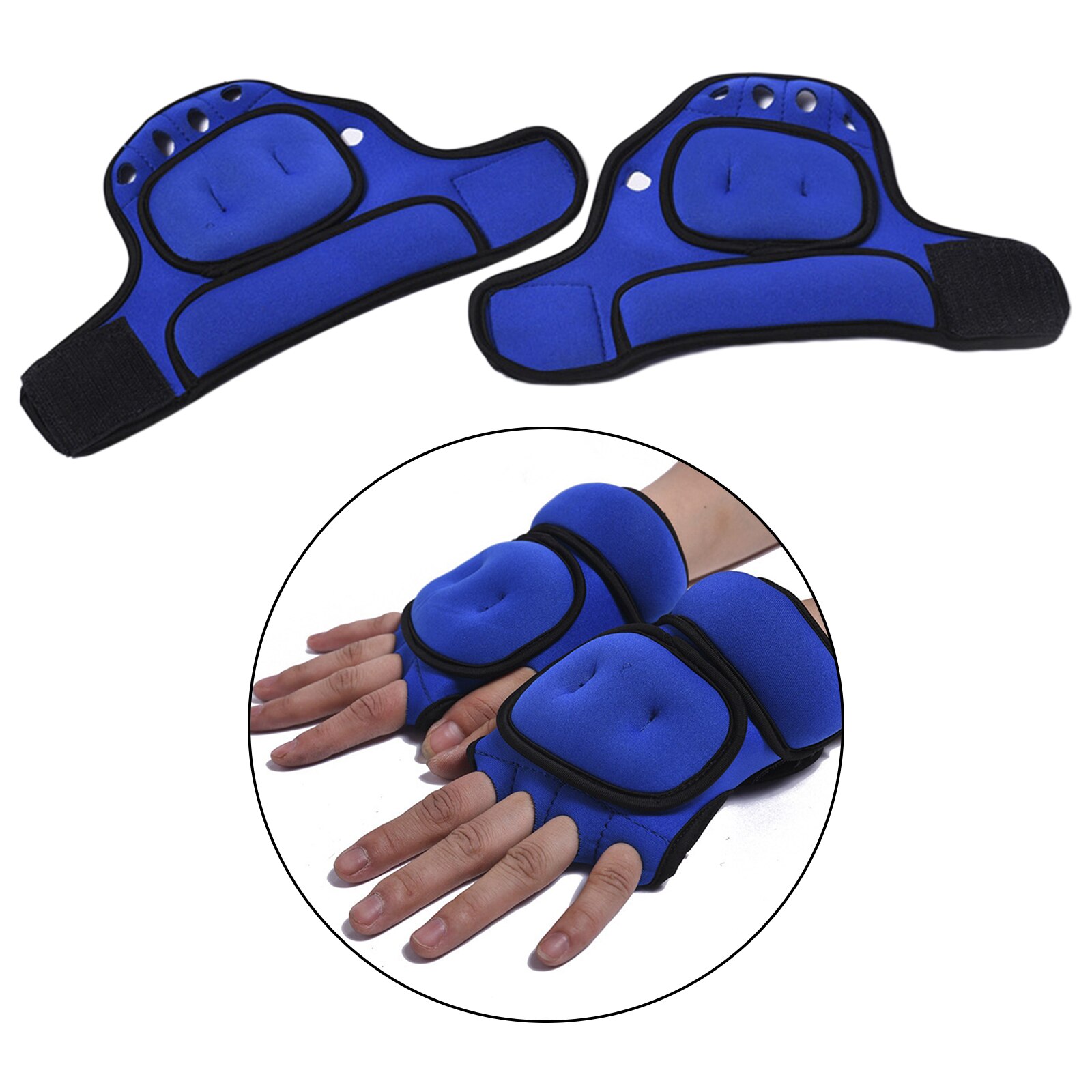1kg Sports Weighted Gloves Body Building Strength Training Hand Weight Mitts: Blue