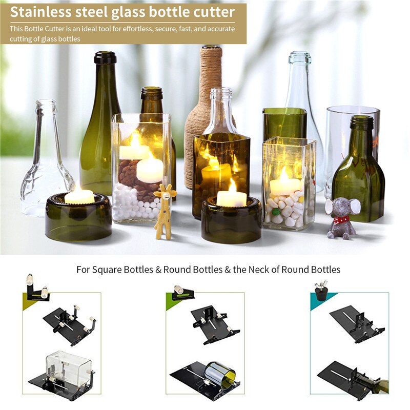 Glass Cutter Glass Bottle Cutter Tool for Square and Round Wine Beer Glass Adjustable DIY Glass Cutting Machine
