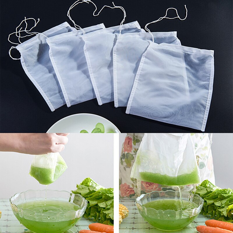 1Pc Fine Nylon Mesh Food Strainer & Cheese Maker Reusable Commercial Food Grade Coffee Tea Filter Nut Milk Bag