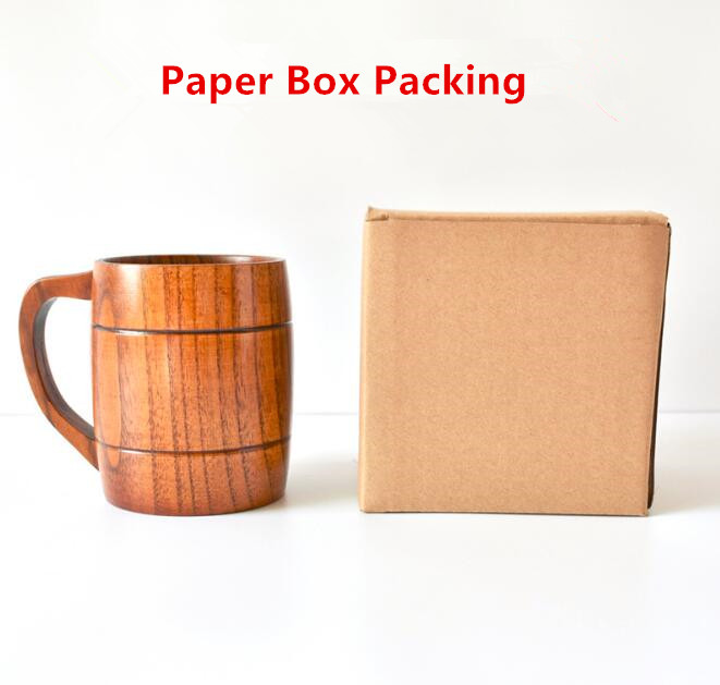 350ml Classic Style Natural Wood Cup Wooden Beer Mugs Drinking For Party Novelty Eco-friendly