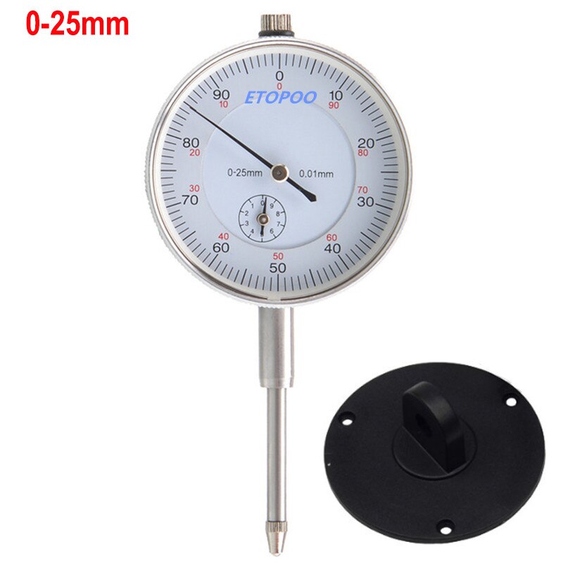 Indicador de Dial de 0,01mm, indicador de dial a prueba de golpes, herramienta de medición de 0-10mm, 0-25mm, 0-30mm, 0-50mm, micrómetro analógico: 0-25mm