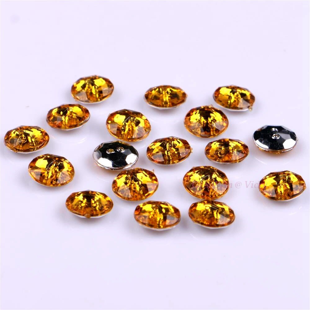 11Mm 50 Stuks Ronde Knop Naaien Kralen Twee Gaten Strass Acryl Kralen Stenen Voor Kledingstuk Kleding 6 Kleuren keuze Craft Diy